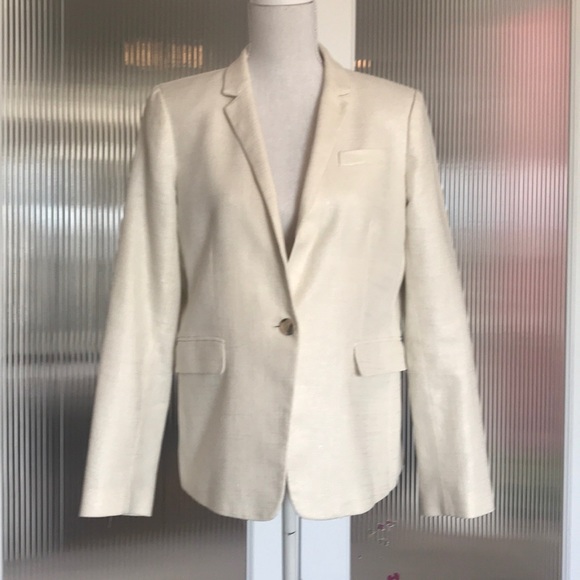JCrew Ivory Linen Regent Blazer EUC